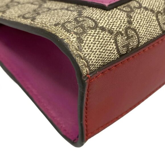 Auth GUCCI Padlock/GG Supreme Beige Red Pink PVC Leather Shoulder Bag - Picture 6 of 14